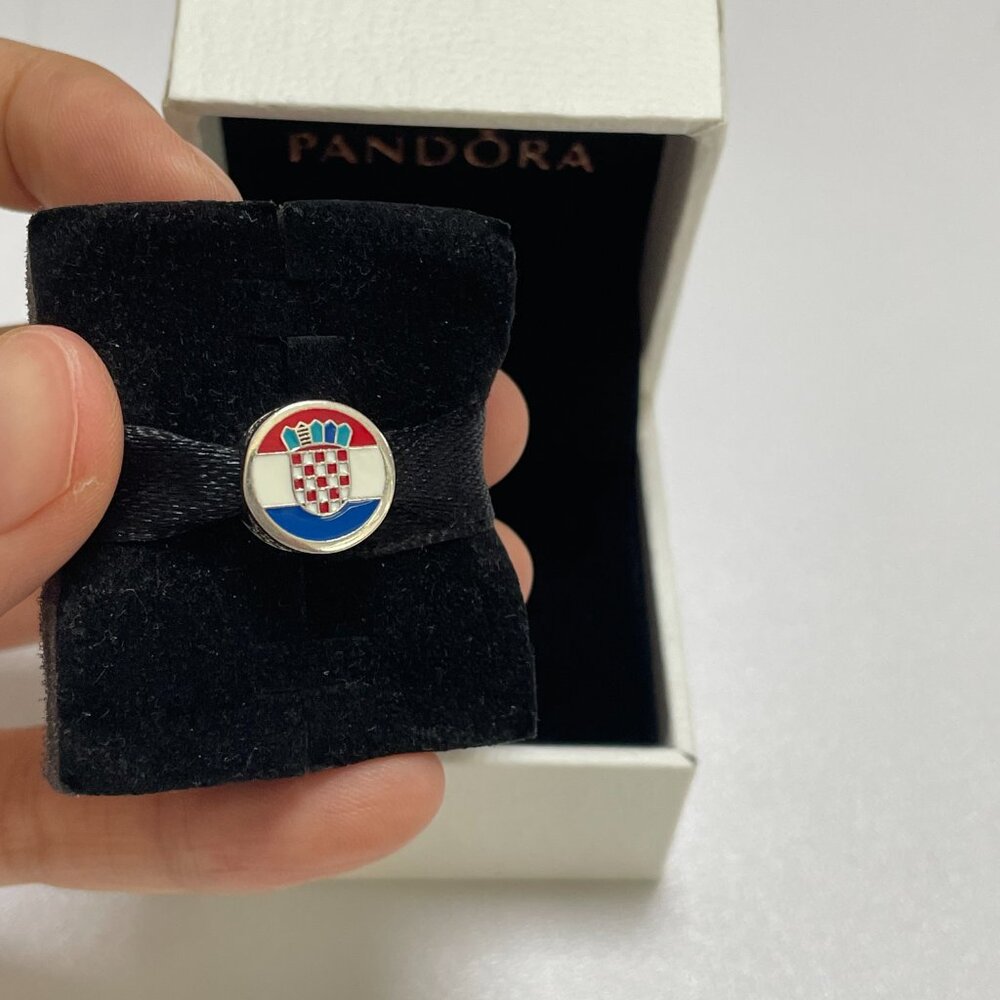 Pandora Croatia Croatian Flag heart Bead Charm Pendant